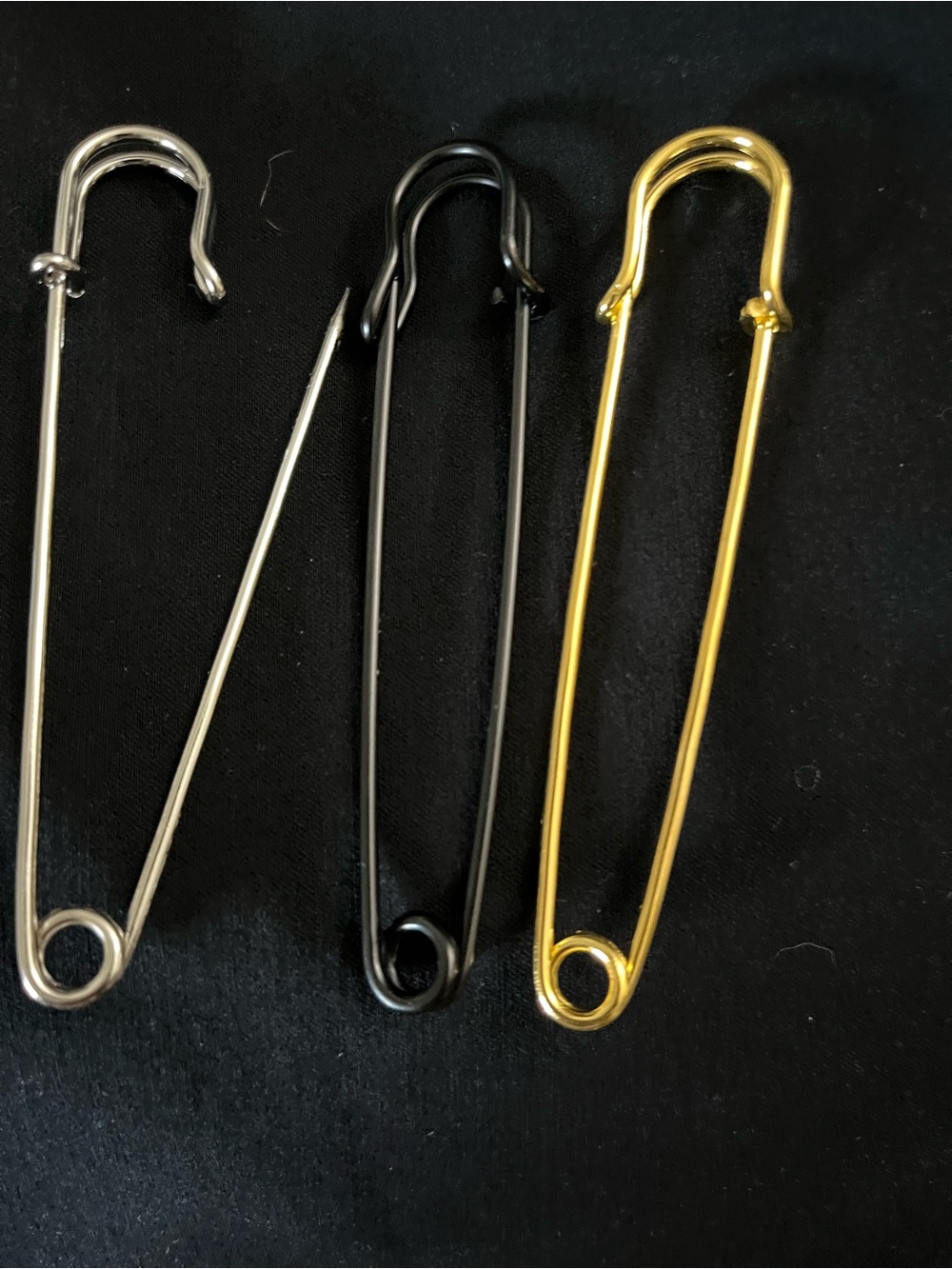Set of Three Jumbo 4” Safety Pins